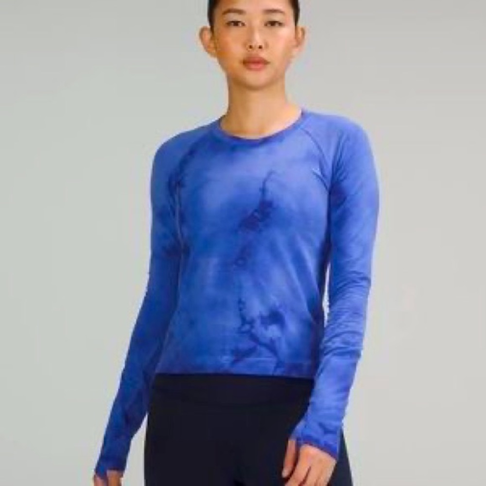 NWOT LULU LEMON PSCHIC MARBLE DYE LONG SLEEVE SWIFTLY TECH SIZE 2